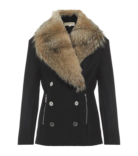 pea coat michael kors|Michael Kors fur collar coats.